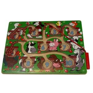Melissa‎ & Doug Magnetic Wand Number Maze Wooden Toy Farm Animal Counting Game